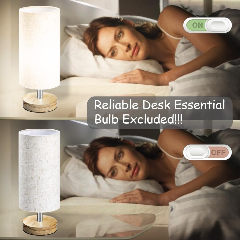 Modern Nordic Fabric Table Lamp —  Bedside Nightstand Lamp with Wooden Base, Soft Lighting for Bedroom & Living Room