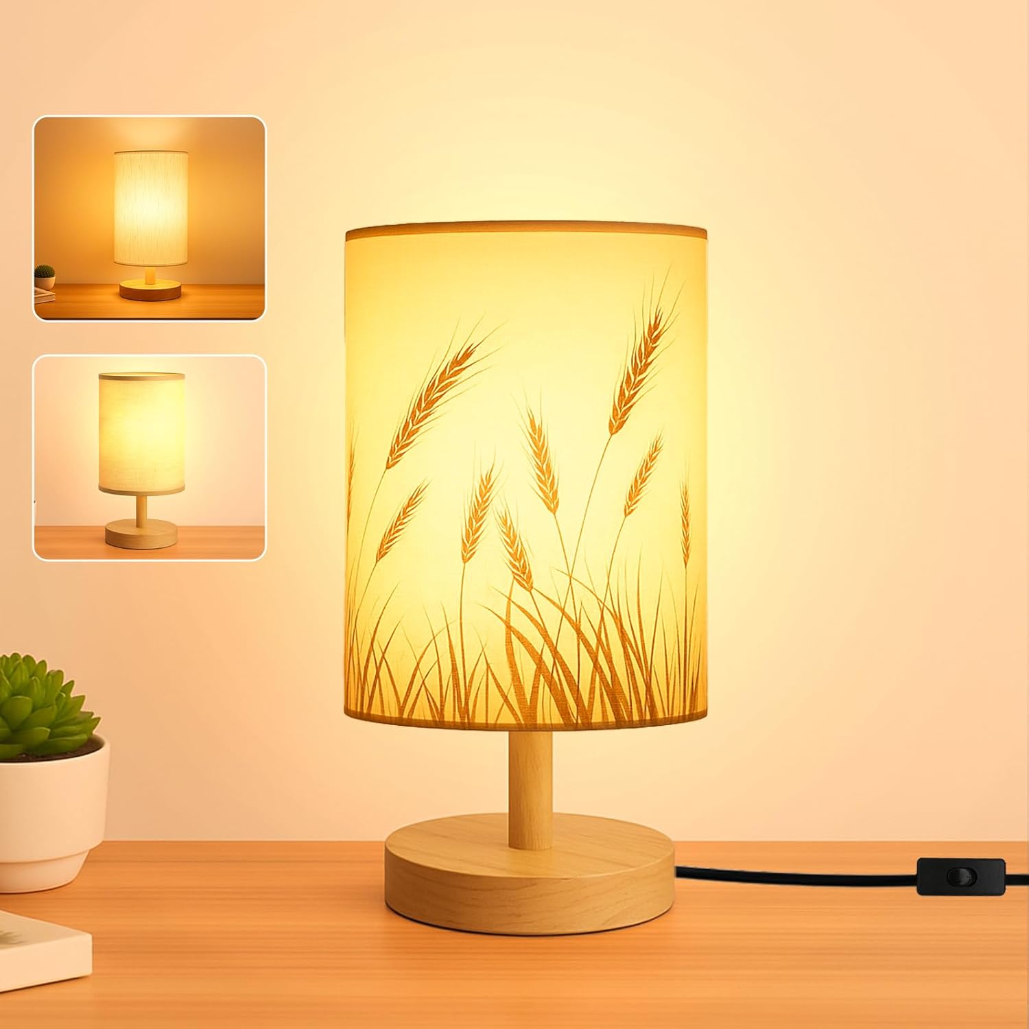 Nordic Style Wheat Pattern Fabric Table Lamp