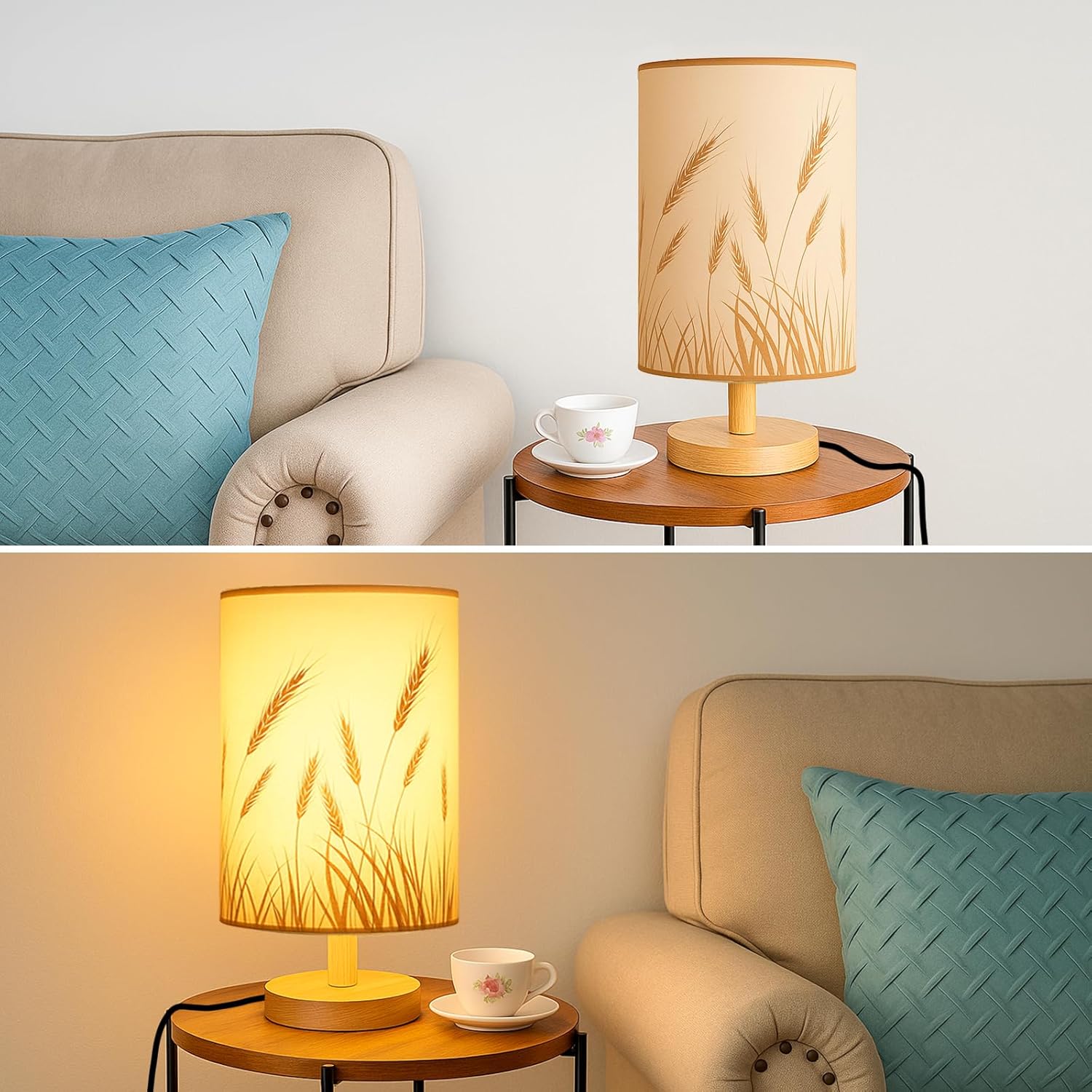 Nordic Style Wheat Pattern Fabric Table Lamp