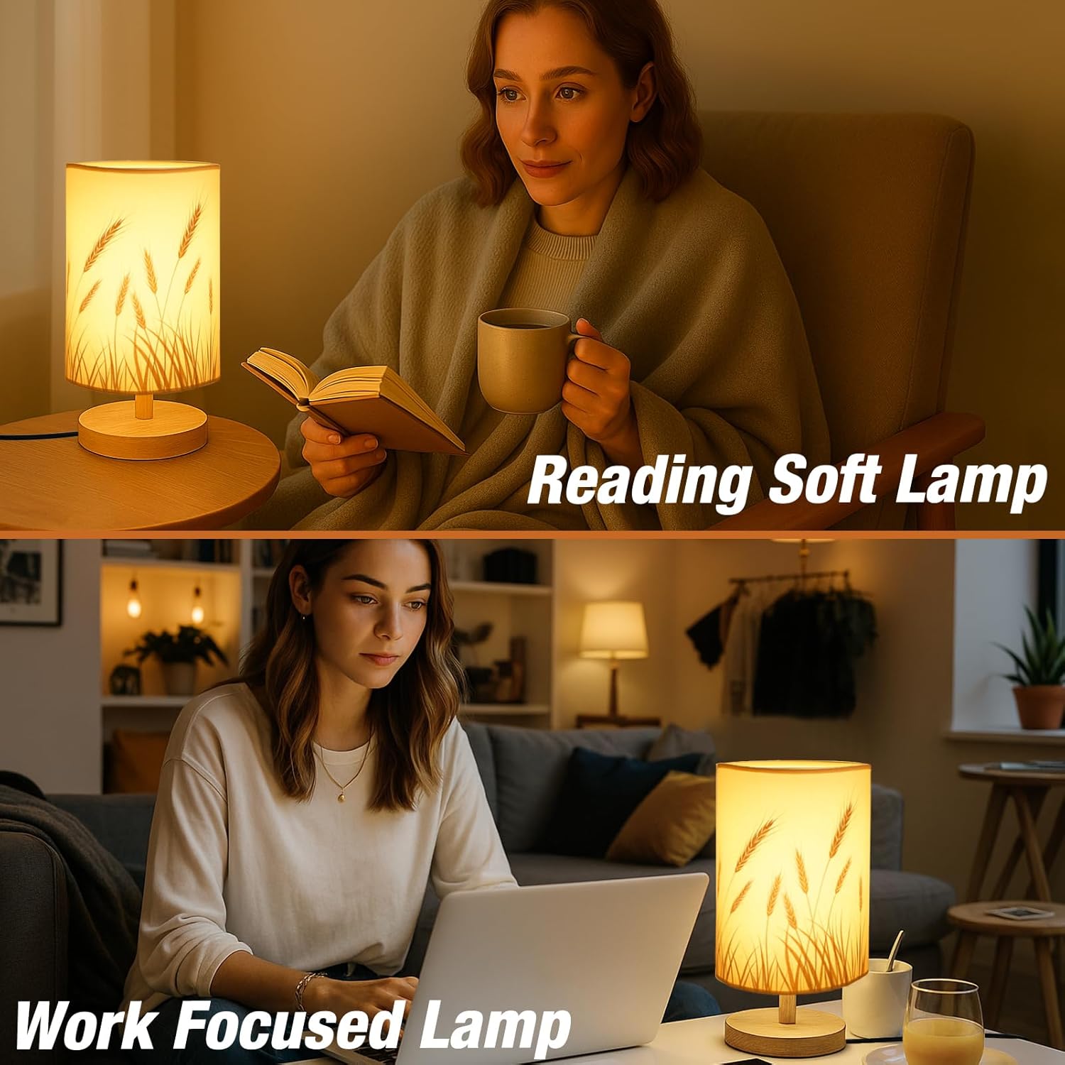 Nordic Style Wheat Pattern Fabric Table Lamp